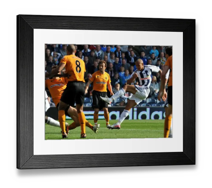 Framed Print : Odemwingie's Strike: 2-0 in Favor of West Bromwich Albion against Wolverhampton Wanderers Framed Print : Odemwingie's Strike: 2-0 in Favor of West Bromwich Albion against Wolverhampton Wanderers