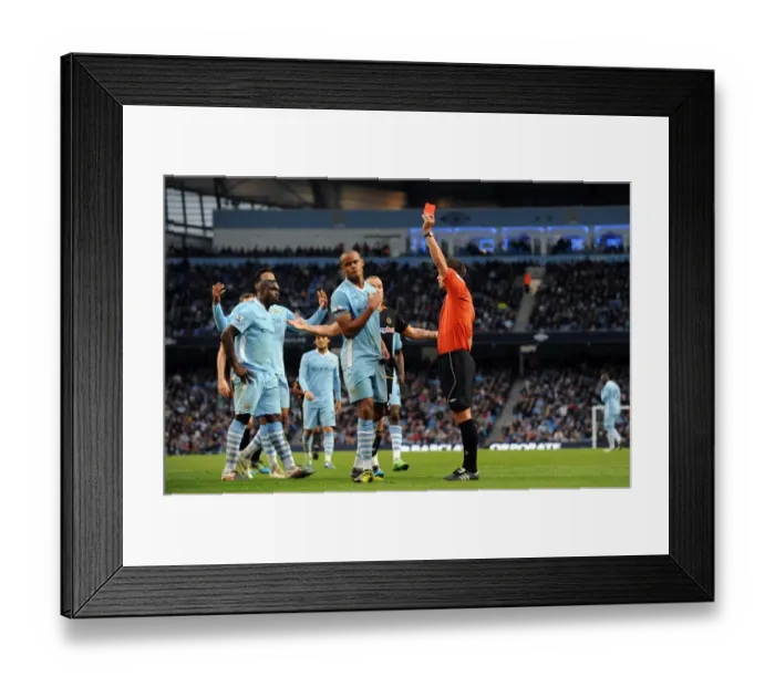 Framed Print : Stuart Attwell Red Cards Vincent Kompany: Manchester City vs. Wolverhampton Wanderers Framed Print : Stuart Attwell Red Cards Vincent Kompany: Manchester City vs. Wolverhampton Wanderers