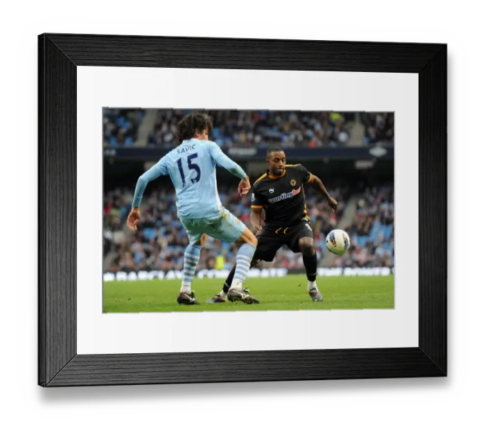 Framed Print : Clash of Titans: Ebanks-Blake vs. Savic - Manchester City vs. Wolverhampton Wanderers in the Barclays Premier League Framed Print : Clash of Titans: Ebanks-Blake vs. Savic - Manchester City vs. Wolverhampton Wanderers in the Barclays Premier League