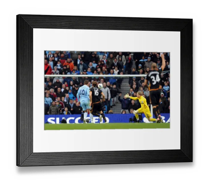 Framed Print : Manchester City Takes Early Lead over Wolverhampton Wanderers: Edin Dzeko Scores Framed Print : Manchester City Takes Early Lead over Wolverhampton Wanderers: Edin Dzeko Scores