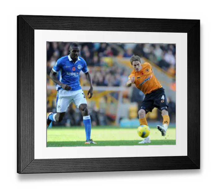 Framed Print : Clash of Titans: David Edwards vs Steve Gohouri - Wolverhampton Wanderers vs Wigan Athletic, Barclays Premier League