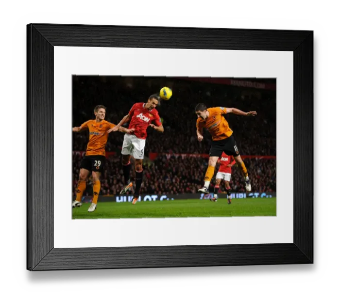 Framed Print : Rio Ferdinand Saves: Manchester United vs. Wolverhampton Wanderers - Stephen Ward Threat