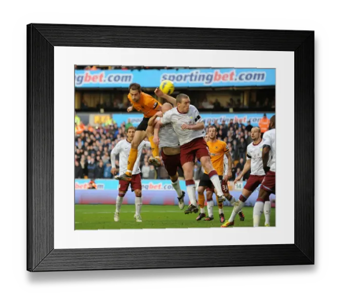 Framed Print : Johnson's Header: Wolves Take a 2-1 Lead Over Aston Villa in the Premier League