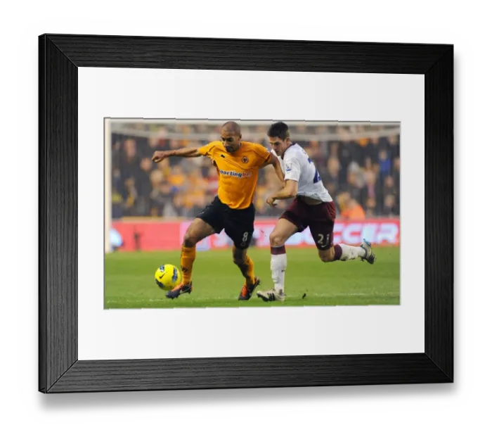 Framed Print : Clash between Henry and Clark: Wolverhampton Wanderers vs Aston Villa in the Premier League