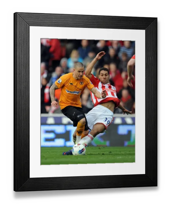 Framed Print : Intense Rivalry: Shotton vs. Kightly - The Unforgettable Tackle in Wolverhampton Wanderers vs. Stoke City Premier League Clash Framed Print : Intense Rivalry: Shotton vs. Kightly - The Unforgettable Tackle in Wolverhampton Wanderers vs. Stoke City Premier League Clash