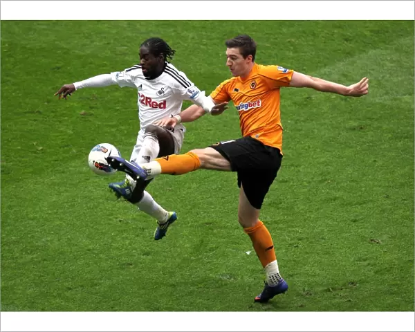 Intense Battle: Nathan Dyer vs. Stephen Ward - Wolverhampton Wanderers vs. Swansea City, Barclays Premier League