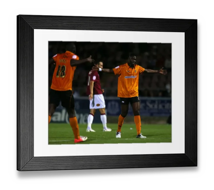 Framed Print : Wolverhampton Wanderers: Sako and Nouble Celebrate Goal in Capital One Cup Second Round at Northampton Town Framed Print : Wolverhampton Wanderers: Sako and Nouble Celebrate Goal in Capital One Cup Second Round at Northampton Town