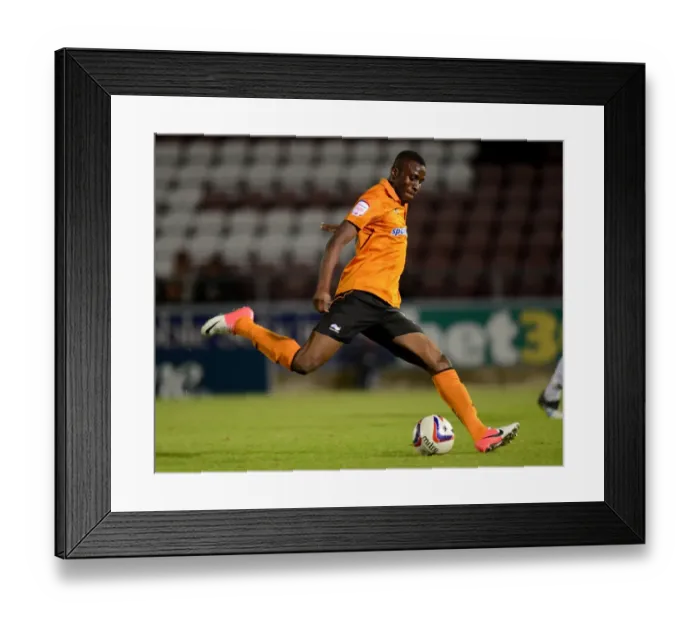 Framed Print : Razak Boukari Scores the Winning Goal for Wolverhampton Wanderers in Capital One Cup Round 2 at Sixfields Stadium