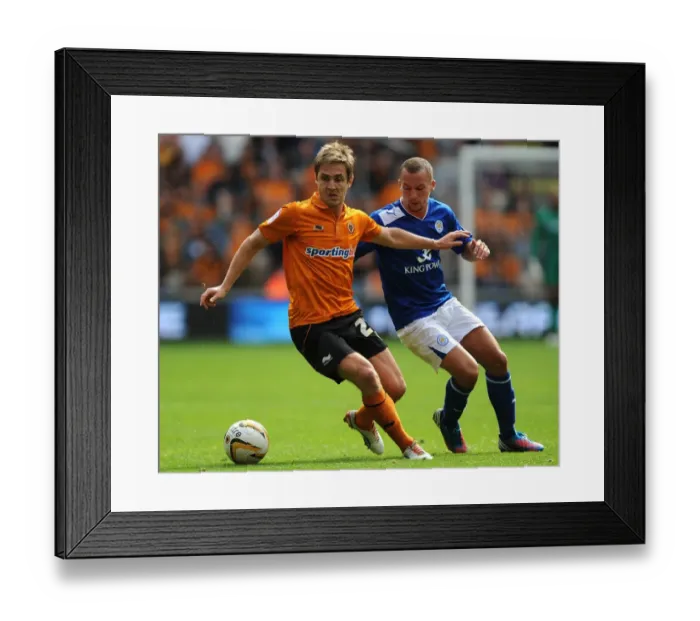 Framed Print : Battle for the Ball: Drinkwater vs. Doyle - Wolverhampton Wanderers vs. Leicester City Rivalry in the Championship (September 16, 2012, Molineux)