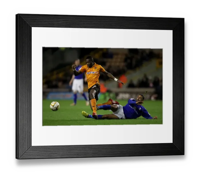Framed Print : Intense Rivalry: Tongo Doumbia vs. Hayden Mullins - Wolves vs. Birmingham City (2012) - Npower Championship Clash