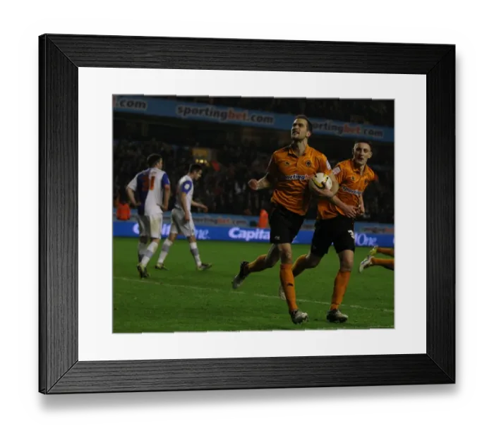 Framed Print : Roger Johnson's Equalizer: Wolverhampton Wanderers vs. Blackburn Rovers in Npower Championship