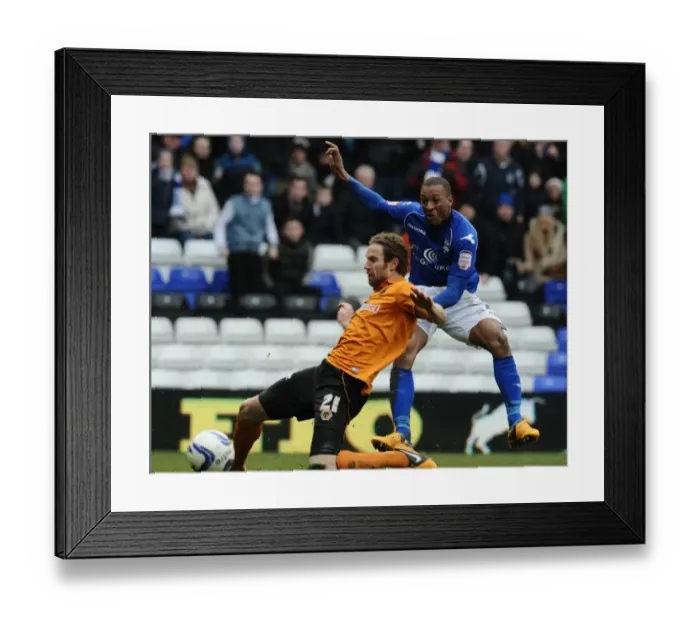 Framed Print : Wes Thomas Scores Past Kaspars Gorkss: Thrilling Goal in Birmingham City vs. Wolverhampton Wanderers Championship Clash