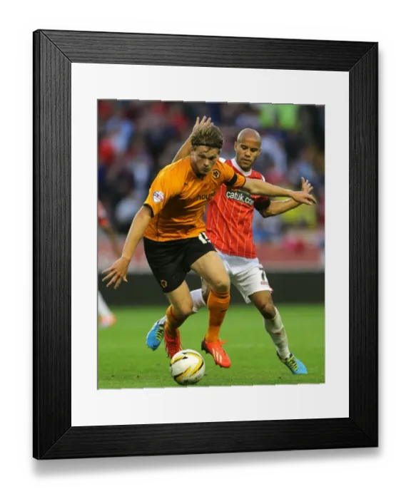 Framed Print : Battling Midfielders: Sigurdarson vs Chambers - Wolverhampton Wanderers vs Walsall (Johnstones Paint Trophy, 2013) Framed Print : Battling Midfielders: Sigurdarson vs Chambers - Wolverhampton Wanderers vs Walsall (Johnstones Paint Trophy, 2013)