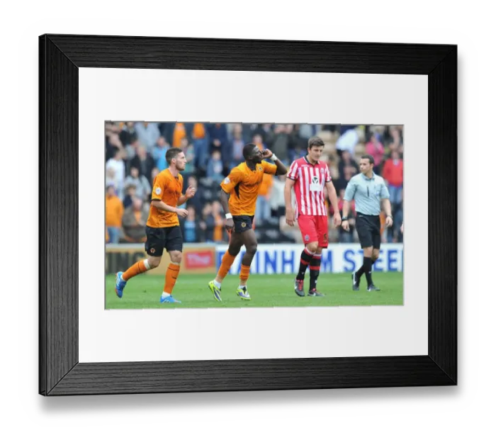 Framed Print : Bakary Sako Scores His Second Goal: Wolverhampton Wanderers vs. Sheffield United (Sky Bet League One, September 2013)