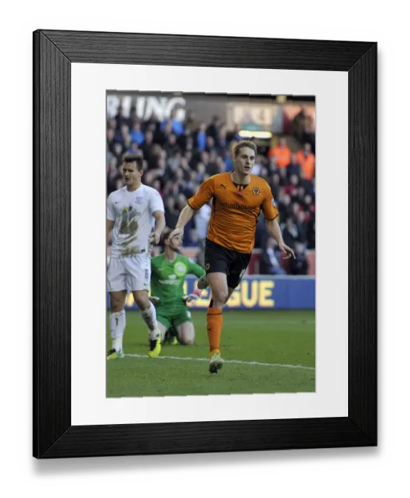 Framed Print : Wolverhampton Wanderers: Dave Edwards Euphoric Moment as He Scores Against Preston North End in Sky Bet League One (January 11, 2014, Molineux) Framed Print : Wolverhampton Wanderers: Dave Edwards Euphoric Moment as He Scores Against Preston North End in Sky Bet League One (January 11, 2014, Molineux)