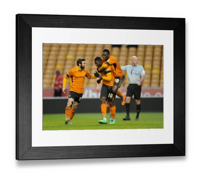 Framed Print : Wolverhampton Wanderers: Bakary Sako's Triumphant Goal Celebration vs. Bristol City (Sky Bet League One)