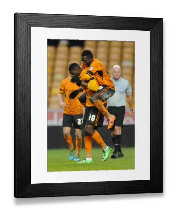 Framed Print : Wolverhampton Wanderers: Bakary Sako and Nouha Dicko Celebrate Goal in Sky Bet League One (January 25, 2014) Framed Print : Wolverhampton Wanderers: Bakary Sako and Nouha Dicko Celebrate Goal in Sky Bet League One (January 25, 2014)