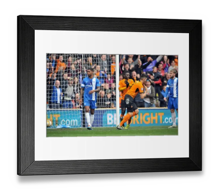 Framed Print : Wolverhampton Wanderers: Danny Batth's Euphoric Goal Celebration (vs. Peterborough United, Sky Bet League One, April 5, 2014)