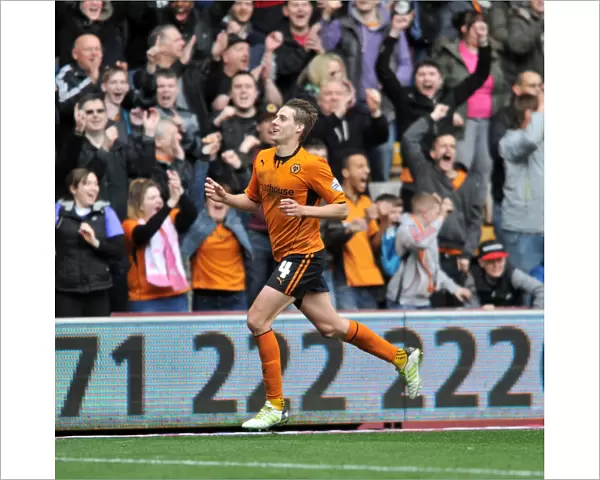Wolverhampton Wanderers Dave Edwards Scores His Second Goal Against Peterborough United in Sky Bet League One at Molineux Stadium (April 5, 2014)