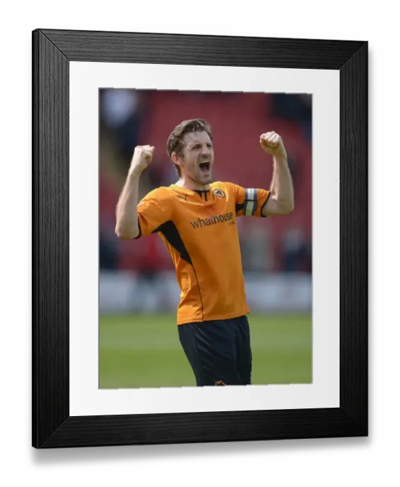 Framed Print : Sam Ricketts: Wolverhampton Wanderers Captain Celebrates Promotion to Sky Bet League One Framed Print : Sam Ricketts: Wolverhampton Wanderers Captain Celebrates Promotion to Sky Bet League One