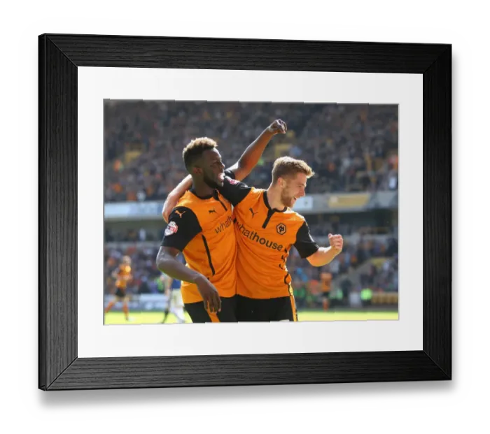 Framed Print : Wolverhampton Wanderers: Michael Jacobs and Bakary Sako's Jubilant Moment after Scoring the Second Goal vs. Carlisle United in Sky Bet League One (April 3, 2014)