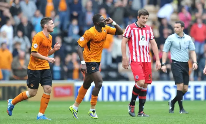 Framed Print : Bakary Sako Scores His Second Goal: Wolverhampton Wanderers vs. Sheffield United (Sky Bet League One, September 2013)