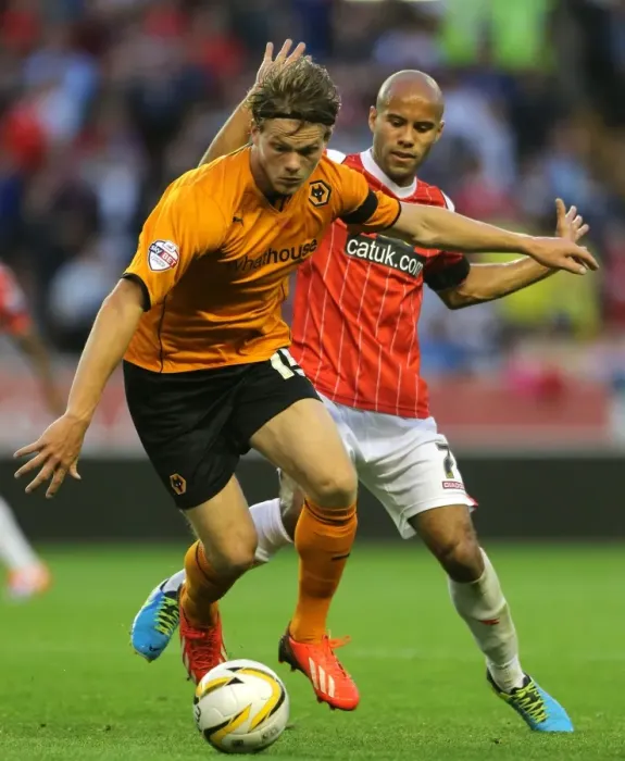 Framed Print : Battling Midfielders: Sigurdarson vs Chambers - Wolverhampton Wanderers vs Walsall (Johnstones Paint Trophy, 2013) Framed Print : Battling Midfielders: Sigurdarson vs Chambers - Wolverhampton Wanderers vs Walsall (Johnstones Paint Trophy, 2013)