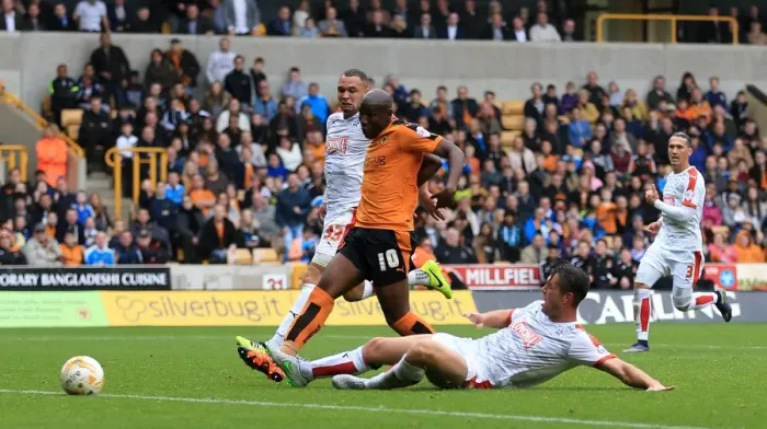 Framed Print : Benik Afobe Scores His Second Goal: Wolves Victory Over Huddersfield Town in Sky Bet Championship Framed Print : Benik Afobe Scores His Second Goal: Wolves Victory Over Huddersfield Town in Sky Bet Championship
