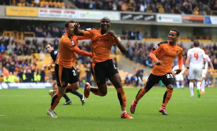 Framed Print : Benik Afobe's Brace: Wolves Second Goal Against Huddersfield Town in Sky Bet Championship Framed Print : Benik Afobe's Brace: Wolves Second Goal Against Huddersfield Town in Sky Bet Championship