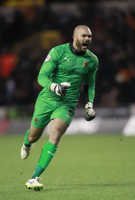 Framed Print : Carl Ikeme's Thrilling Goal Celebration: Wolves Victory Over Blackpool (Sky Bet Championship)