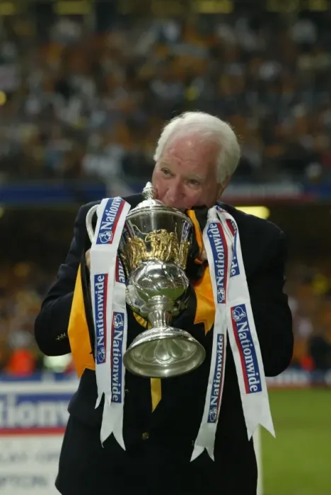 Framed Print : Chairman Jack Hayward Celebrates Promotion with Wolves after Play-Off Final Win against Sheffield United Framed Print : Chairman Jack Hayward Celebrates Promotion with Wolves after Play-Off Final Win against Sheffield United