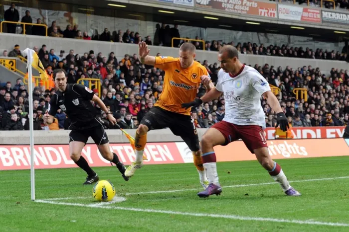 Framed Print : Clash of the Midlands: Kightly vs Agbonlahor - Wolverhampton Wanderers vs Aston Villa, Barclays Premier League Framed Print : Clash of the Midlands: Kightly vs Agbonlahor - Wolverhampton Wanderers vs Aston Villa, Barclays Premier League
