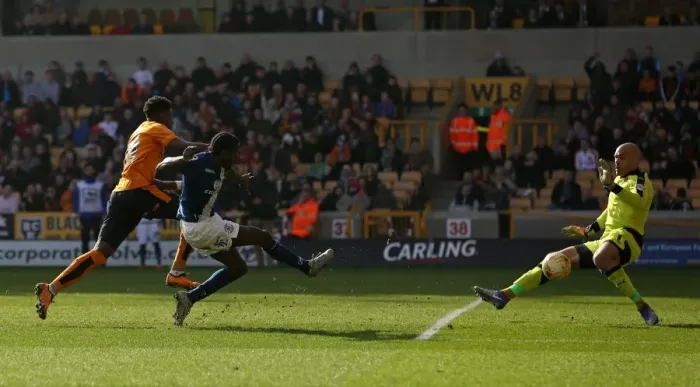 Framed Print : Clash at Molineux: Wolves vs. Birmingham City - Donaldson's Shot Towards Glory