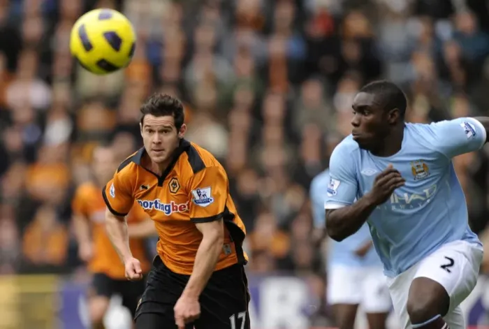 Framed Print : Clash of Titans: Jarvis vs. Richards in Wolverhampton Wanderers vs Manchester City, Barclays Premier League