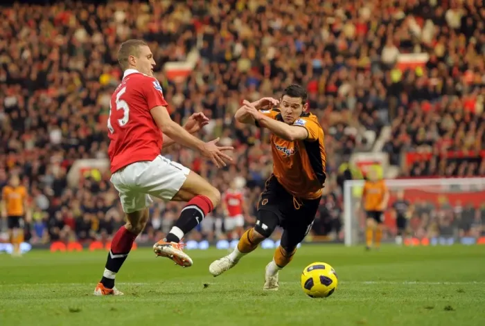 Framed Print : A Clash of Titans: Nemanja Vidic vs. Matthew Jarvis - Manchester United vs. Wolverhampton Wanderers (Premier League Soccer) Framed Print : A Clash of Titans: Nemanja Vidic vs. Matthew Jarvis - Manchester United vs. Wolverhampton Wanderers (Premier League Soccer)
