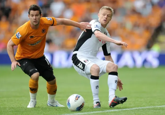 Framed Print : Clash of the Wings: Jarvis vs. Duff in the Barclays Premier League - Wolverhampton Wanderers vs. Fulham Framed Print : Clash of the Wings: Jarvis vs. Duff in the Barclays Premier League - Wolverhampton Wanderers vs. Fulham