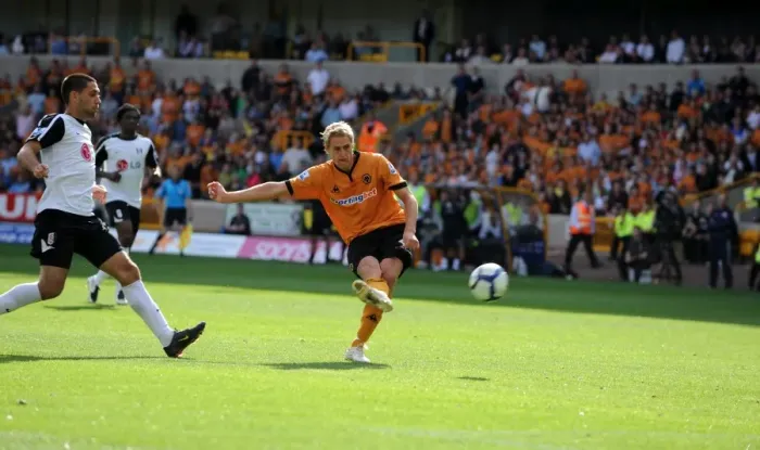 Framed Print : David Edwards Scores the Second Goal: Wolverhampton Wanderers Lead 2-0 vs. Fulham (Barclays Premier League) Framed Print : David Edwards Scores the Second Goal: Wolverhampton Wanderers Lead 2-0 vs. Fulham (Barclays Premier League)