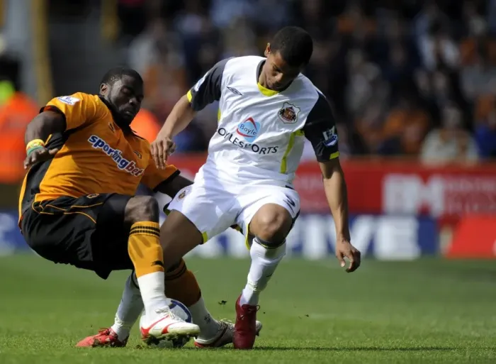 Framed Print : Elokobi vs. Campbell: A Premier League Battle - Wolverhampton Wanderers vs. Sunderland Framed Print : Elokobi vs. Campbell: A Premier League Battle - Wolverhampton Wanderers vs. Sunderland