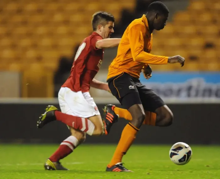 Framed Print : FA Youth Cup: Dominic Iorfa vs Oliver Muldoon - Wolverhampton Wanderers U18 vs Charlton Athletic U18 (Round 3) at Molineux Framed Print : FA Youth Cup: Dominic Iorfa vs Oliver Muldoon - Wolverhampton Wanderers U18 vs Charlton Athletic U18 (Round 3) at Molineux