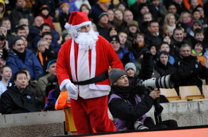 Framed Print : Father Christmas Shares Soccer Wisdom: Wolverhampton Wanderers vs Birmingham City (Premier League)