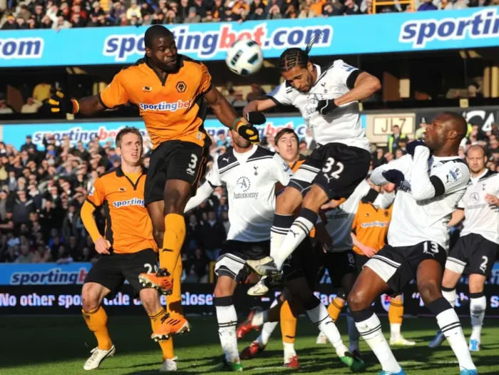 Framed Print : George Elokobi Outmuscles Assou-Ekotto: Wolverhampton Wanderers Triumph Over Tottenham Hotspur in Premier League Framed Print : George Elokobi Outmuscles Assou-Ekotto: Wolverhampton Wanderers Triumph Over Tottenham Hotspur in Premier League