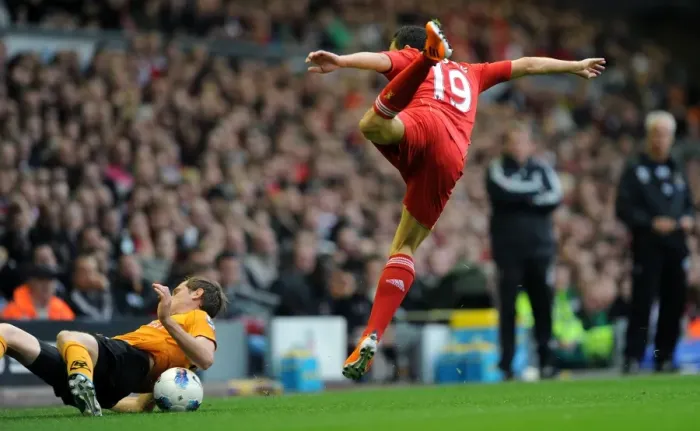 Framed Print : Intense Battle: Stewart Downing vs. Richard Stearman - Liverpool vs. Wolverhampton Wanderers, Barclays Premier League Framed Print : Intense Battle: Stewart Downing vs. Richard Stearman - Liverpool vs. Wolverhampton Wanderers, Barclays Premier League