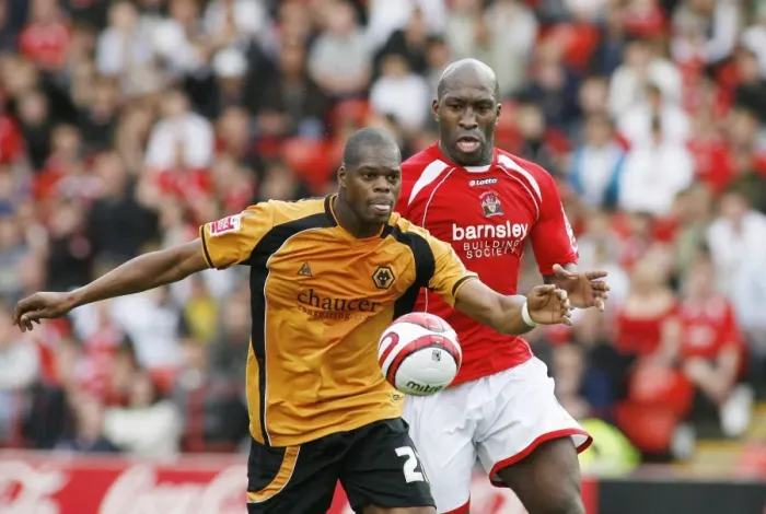 Framed Print : Intense Rivalry: Harewood vs Moore Clash - Barnsley vs Wolverhampton Wanderers Championship Match, 2009 Framed Print : Intense Rivalry: Harewood vs Moore Clash - Barnsley vs Wolverhampton Wanderers Championship Match, 2009