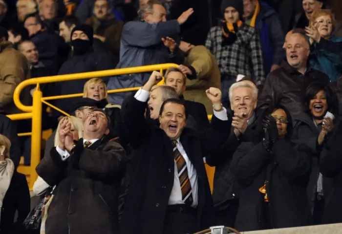 Framed Print : Jez Moxey's Euphoric Moment: Wolves Triumph Over Manchester United in the Premier League