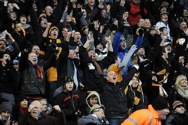Jubilant Wolves Fans Celebrate Victory: Wolverhampton Wanderers vs. Birmingham City, Barclays Premier League
