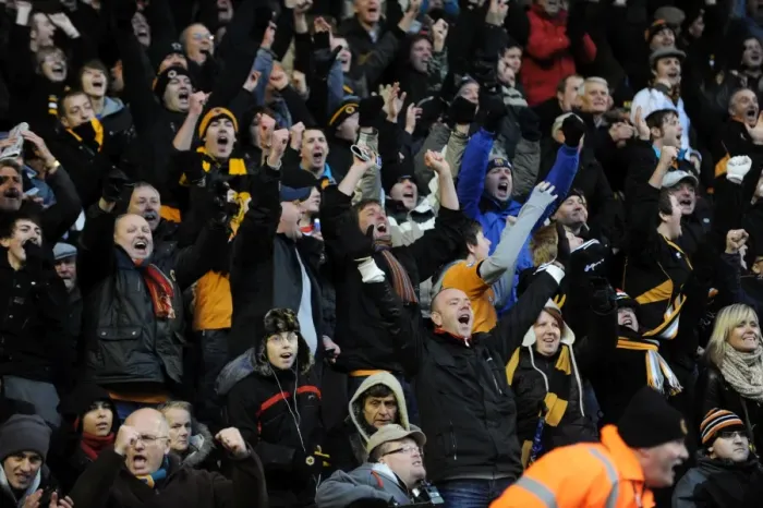 Framed Print : Jubilant Wolves Fans Celebrate Victory: Wolverhampton Wanderers vs. Birmingham City, Barclays Premier League Framed Print : Jubilant Wolves Fans Celebrate Victory: Wolverhampton Wanderers vs. Birmingham City, Barclays Premier League