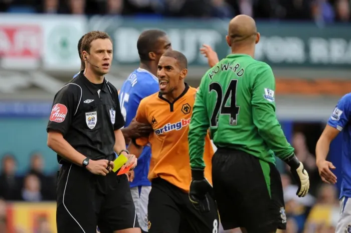Framed Print : Karl Henry's Red Card: A Dramatic Moment in Everton vs. Wolverhampton Wanderers (Premier League)