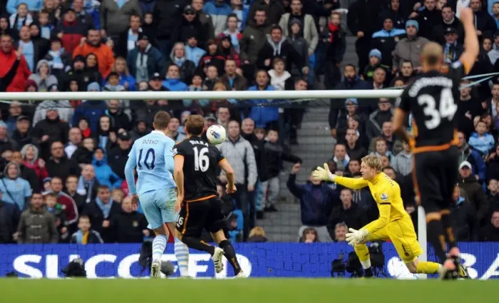 Framed Print : Manchester City Takes Early Lead over Wolverhampton Wanderers: Edin Dzeko Scores Framed Print : Manchester City Takes Early Lead over Wolverhampton Wanderers: Edin Dzeko Scores