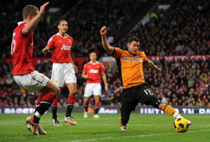 Framed Print : Matt Jarvis in Action: Manchester United vs. Wolverhampton Wanderers - Barclays Premier League Showdown