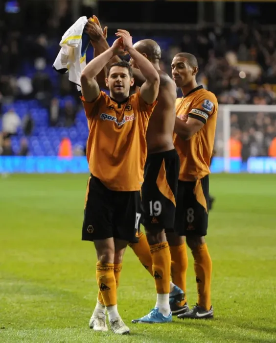 Framed Print : Matt Jarvis's Euphoric Full-Time Celebration: Wolves Triumph Over Tottenham Hotspur in the Barclays Premier League